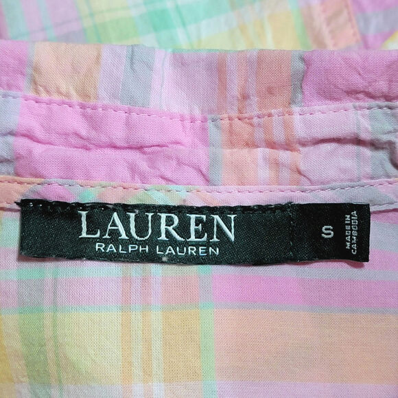 Ralph Lauren Pink and Yellow Plaid Shirt Button Down Tunic Casual Classic Size S - Picture 11 of 13